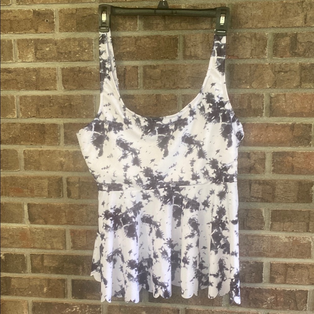 Plus Stylish Black and White Tie-Dye Bikini